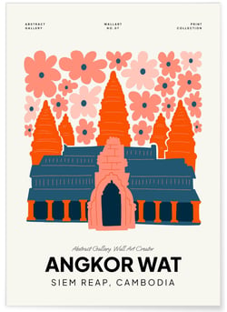 Affiche Cambodge Angkor Wat | A3 : 29,7x42cm