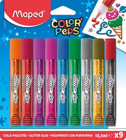 Colle pailletée – color'peps 9x10,5ml blister - Maped - Rouge
