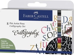 Lot de 8 feutres Pitt Artist Pen calligraphie - FABER-CASTELL - Encre de Chine