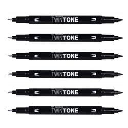 Lot de 6 feutres double pointe 0,8 mm et 0,3 mm - TOMBOW - Noir