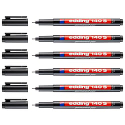 Lot de 6 marqueurs permanents - EDDING - Noir - Pointe extra fine 0,3 mm