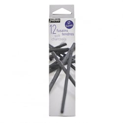 Fusains - Tendres - 5 à 6 mm diamètre - Noir profond - Boîte de 12 pièces - Pébéo
