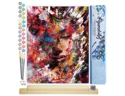 Peinture par Numéro Figured'Art - Visage féminin abstrait - Kit de Loisir Créatif DIY Numéro d'Art Complet - 40x50cm toile roulée + châssis en bois à monter