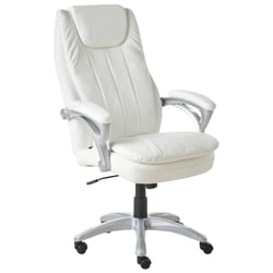 Fauteuil de Bureau Blanc Cassé en Similicuir Siège Inclinable Réglable en Hauteur Rembourrage Epais Pivotant
