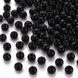 Lot de 200 Perles Opaque Acrylique Noir Diamètre 6 mm - Creation Bijoux