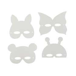 MégaCréa DIY - Masques enfant animaux carton blanc 17 x 22 cm x 12 pièces