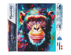 Diamond Painting Broderie Diamant Figured’Art 40x50cm toile entière roulée avec diamants carrés - Chimpanzé Coloré Abstrait