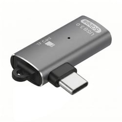 LinQ Lecteur Carte Micro SD / TF vers USB-C Coudé avec Port USB-A Gris
