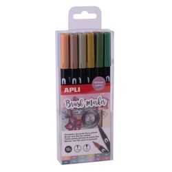 Pack de 12 feutres double-pointe couleurs vintage assorties.
