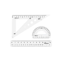 Set de traçage - Double décimètre - Règle 20 cm - Rapporteur - Equerre - Incassable