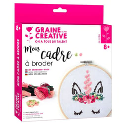 Graine Créative - Kit Canevas sur Tambour à Broder Licorne Ø 15,5 cm