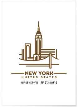 Poster Coordonnées New York | A3 : 29,7x42cm