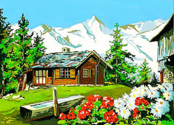 Canevas antique A la montagne 45x60cm