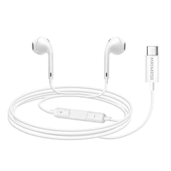 Mayaxess Écouteurs Filaires USB-C pour Samsung Galaxy A53 avec Micro intégré Blanc