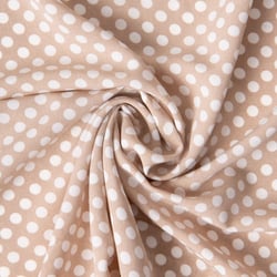 Tissu Mousseline lourde Koshibo pois blanc sur fond Beige