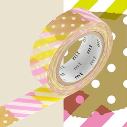 Masking Tape 1P Motif pois-rayures anis rose tsugihagi I