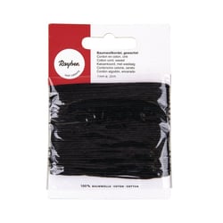 Cordon en coton, ciré, 1mm, carte 20 m, noir