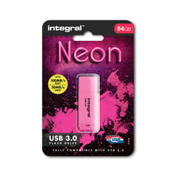 Clé USB INTEGRAL NEON - NEON ROSE 64 GO - Rose - 64 Go