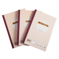 Lot de 3 manifolds FACTURES - papier autocopiant - triplicata (1 original et 2 copies) - 50 feuilles - format 21 x 14,8 cm - couverture vernie - Avoine - x 14 - Le Dauphin