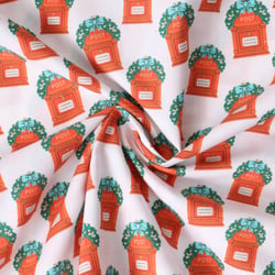 Tissu Coton imprimé Mirelda boîtes postales de Noël sur fond Blanc - Au mètre