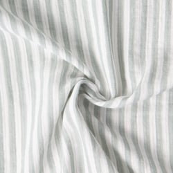 Tissu Double gaze de Coton Gipsy Rayé Vert de gris sur fond Blanc cassé