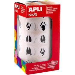 Rouleau de gommettes rondes - 20 mm - Motif empreintes d'animaux - Apli