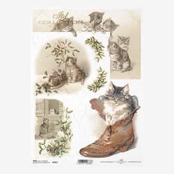 1 feuille de papier de riz 21 x 29,7 cm Itd Collection CHATON CHAUSSURE 1017