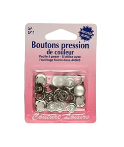 Boutons pression 11 mm couleur perle - Distrifil Sr Gris