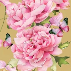 Lot de 4 serviettes en papier découpage collage 33 cm FLEUR PAPILLON F 6002