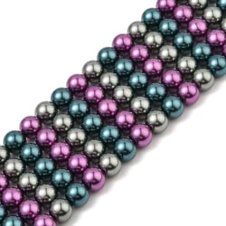 Fil de 50 perles rondes en verre nacré 8 mm fabrication bijoux B