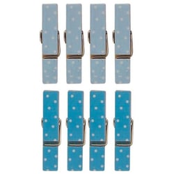 16 mini pinces à linge aimantées bleues 3,5 cm