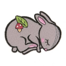 Ecusson thermocollant animal endormi tissu bio lapin 5,5cm x 4,5cm
