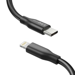 LinQ Câble Lightning vers USB-C PD 35W 4A Rangement Aimanté Auto-Enroulant 1.2m Noir