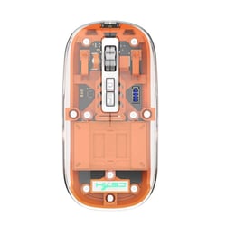 Souris Gaming Sans Fil Transparente Haute Précision Rechargeable 2400DPI Rose Orange YONIS