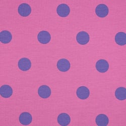 Tissu Jersey Coton Pois 32 mm sur fond Rose fuchsia