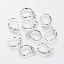 20 Crochets boules d'oreilles DORMEUSES argentés en Acier Inoxydable 304 - 16 x 10 mm