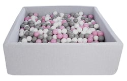 Piscine à balles pour enfant, 120x120 cm, Aire de jeu + 900 balles blanc,rose clair,gris - Velinda