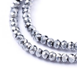 Lot de 205 PERLES en verre à facettes argenté 2 mm - 1 brin - creation bijoux DIY