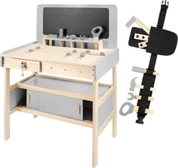 Mamabrum Établi Atelier De Bricolage En Bois Pour Enfant 93 X 70 X 46 Cm +50 Pièces