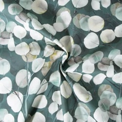 Tissu Coton Semi Panama Eucalyptus sur fond Vert