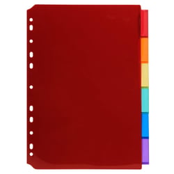 Intercalaires PP transparent couleurs avec porte étiquette A4 6 positions - Couleurs assorties - x 10 - Exacompta
