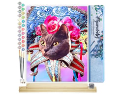 Peinture par Numéro Figured'Art - Chat Mardigras - Kit de Loisir Créatif DIY Numéro d'Art Complet - 40x50cm toile roulée + châssis en bois à monter