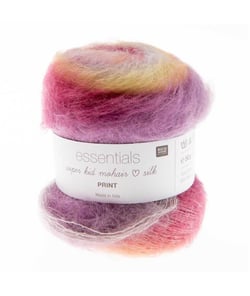 Pelote ESSENTIALS SUPER KID MOHAIR LOVES SILK PRINT 50 gr - Rico Design 03 Jaune