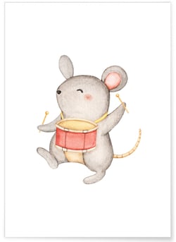Affiche Enfant Souris Tambour | A3 : 29,7x42cm