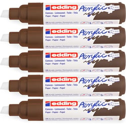 Lot de 5 marqueurs acryliques permanents pointe biseautée 5-10 mm - EDDING - Marron chocolat