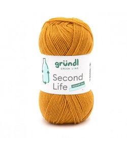Fil à tricoter durable SECOND LIFE - 100GR - Grundl - Certifié Oeko-Tex Jaune (04)