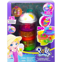 Coffret polly pocket parc aquatique grand hôtel de polly + 2 figurines + 23 accessoires - mattel - hfp99 - poupée