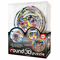 Round 3D puzzle Abstract art - Educa Borras - Jaune