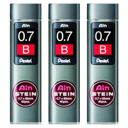 Mine de rechange Pentel - AIN STEIN C277 - 0,7 mm - Dureté B - Lot de 3 étuis de 40 mines