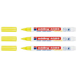 Lot de 3 Marqueurs craie liquide EDDING - Jaune fluo - Pointe ronde 1-2 mm
